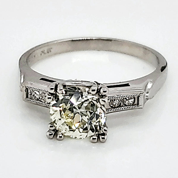 Platinum 1.19 Carat European Cut Diamond Engagement Ring