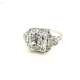 Platinum 2.61 Carat Old Mine Cut Diamond Art Deco Engagement Ring