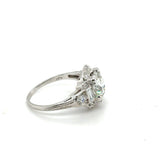 Platinum 2.61 Carat Old Mine Cut Diamond Art Deco Engagement Ring