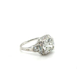 Platinum 2.61 Carat Old Mine Cut Diamond Art Deco Engagement Ring
