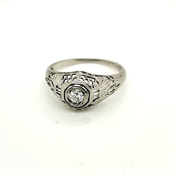 18Kt White Gold Art Deco Diamond Ring