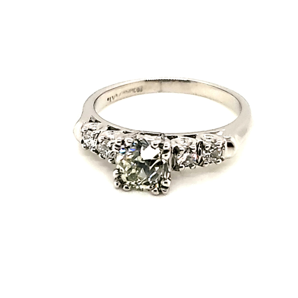 .89 Carat Vintage Mine Cut Diamond Engagement Ring in Platinum