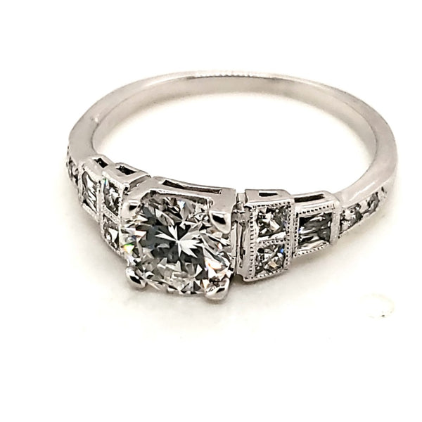 .81 Carat Round European Cut Diamond Art Deco Engagement Ring