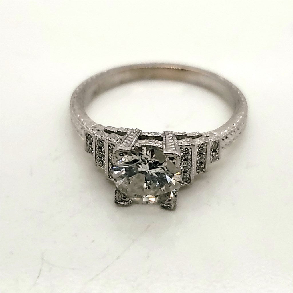 18kt White Gold 1.15 Carat Transitional Cut Diamond Engagement Ring