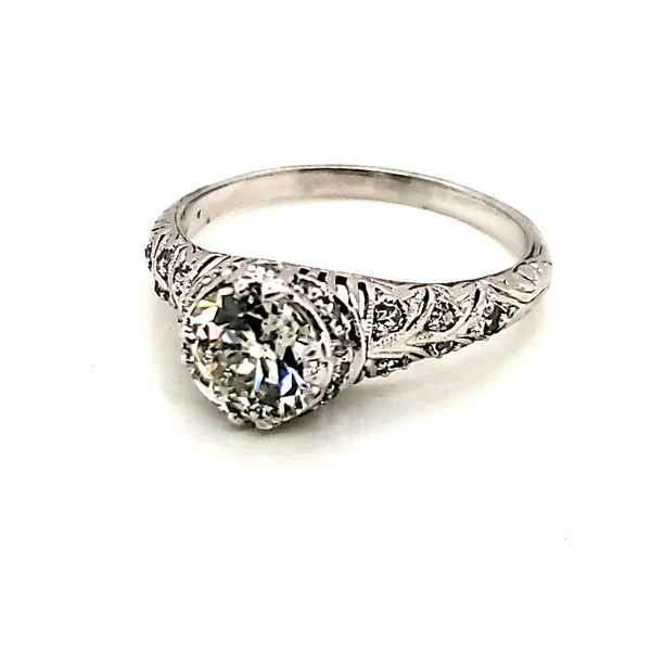 Antique Edwardian 1.05 Carat European Cut Diamond Ring