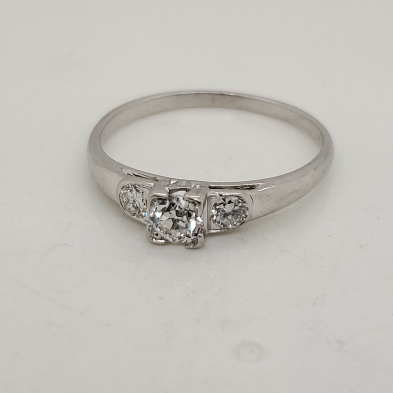 Vintage Platinum .25 Carat European Cut Diamond Engagement Ring