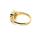 0.79 Carat European Cut Diamond and Emerald 18kt Yellow Gold Engagement Ring