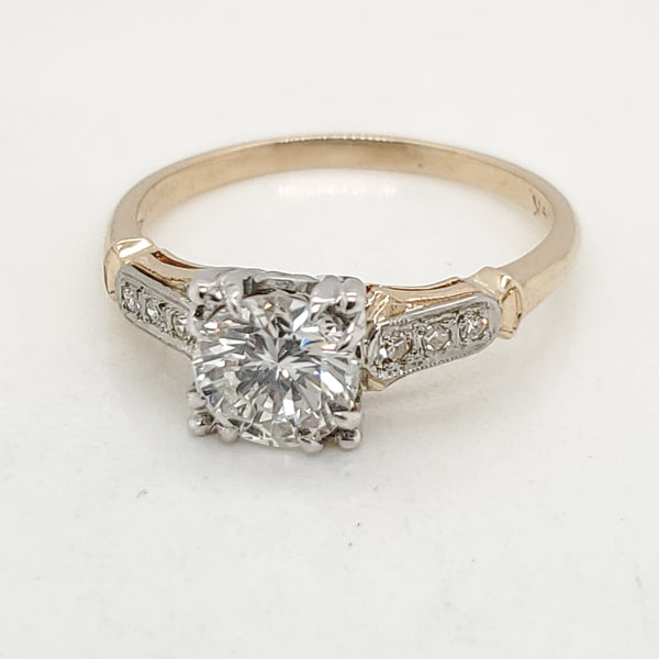1.01 Carat Vintage Round Transitional Cut Diamond Engagement Ring