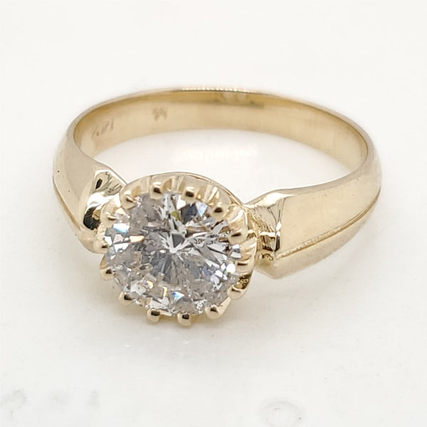 1.50 Carat Round European Cut Diamond Engagement Ring