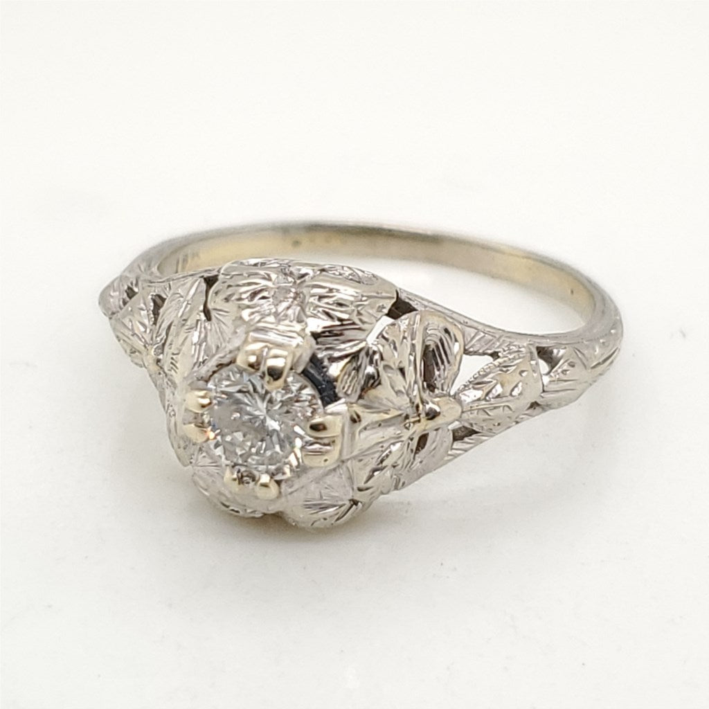 .40 Carat Round European Cut Diamond Art Deco Engagement Ring