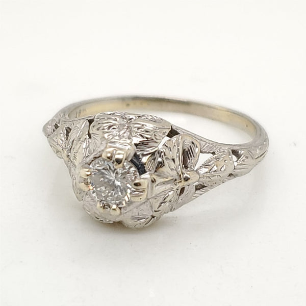 .40 Carat Round European Cut Diamond Art Deco Engagement Ring