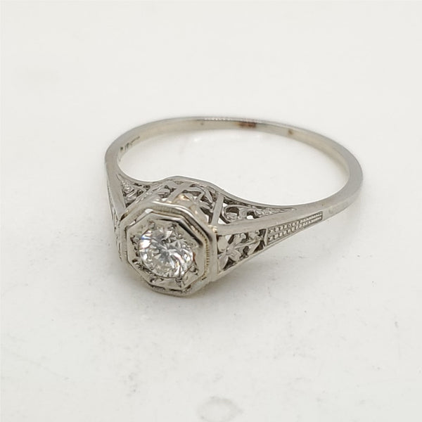 Art Deco 18Kt White Gold And Diamond Engagement Ring