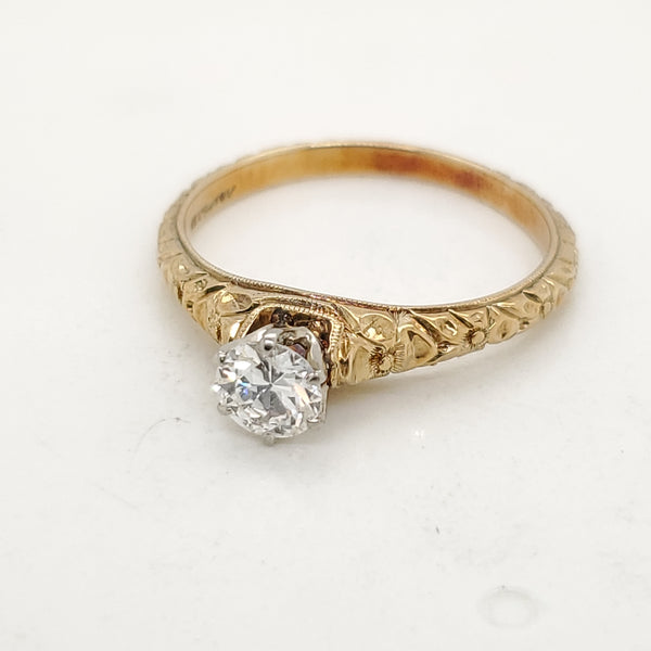 .38 Carat Vintage Round European Cut Diamond Engagement Ring