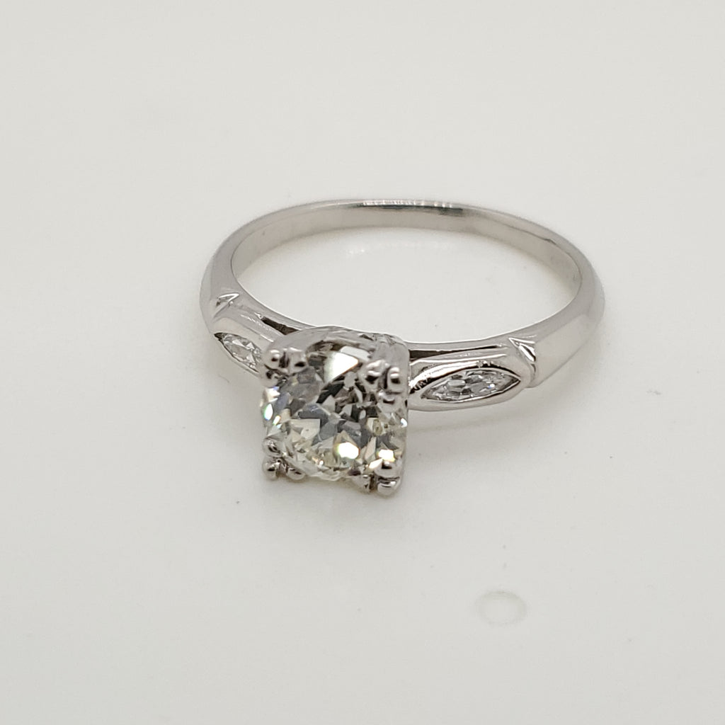 Platinum Vintage 1.15 Carat Old Mine Cut Diamond Engagement Ring