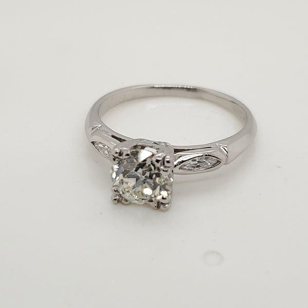 Platinum Vintage 1.15 Carat Old Mine Cut Diamond Engagement Ring
