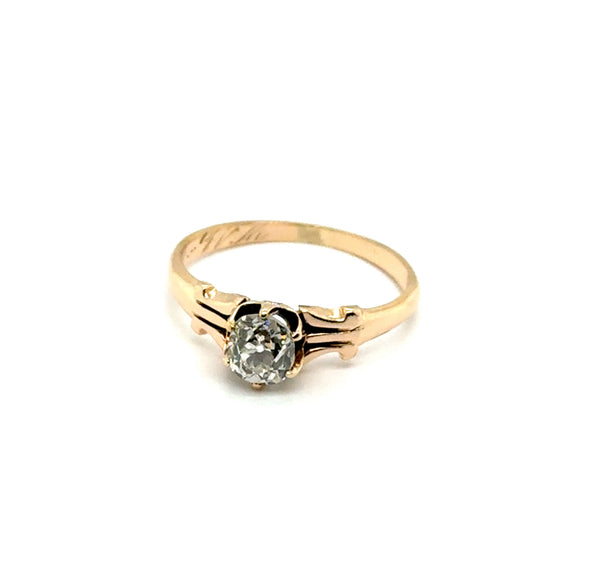 14kt Victorian 0.66 Ct Old European Cushion Cut Diamond Engagement Ring