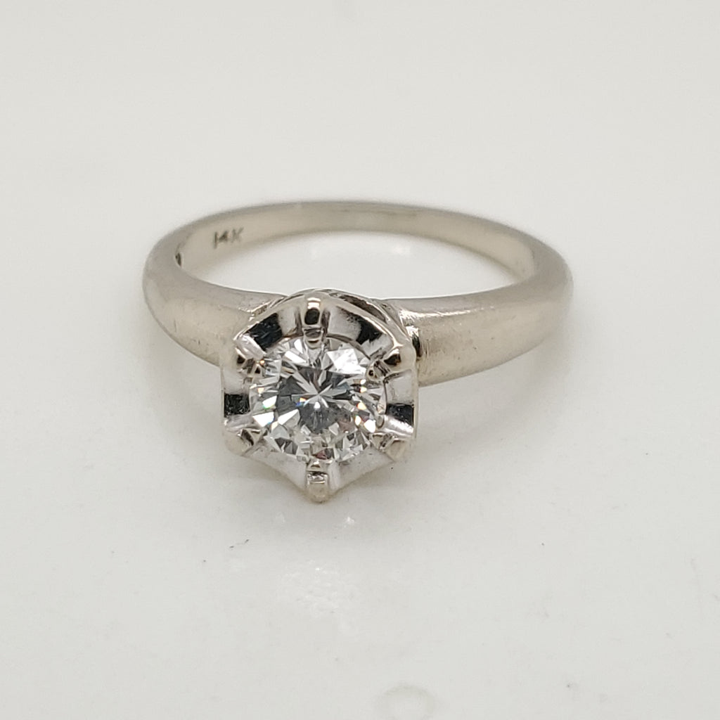 .65 Carat Vintage Round Brilliant Cut Diamond Engagement Ring