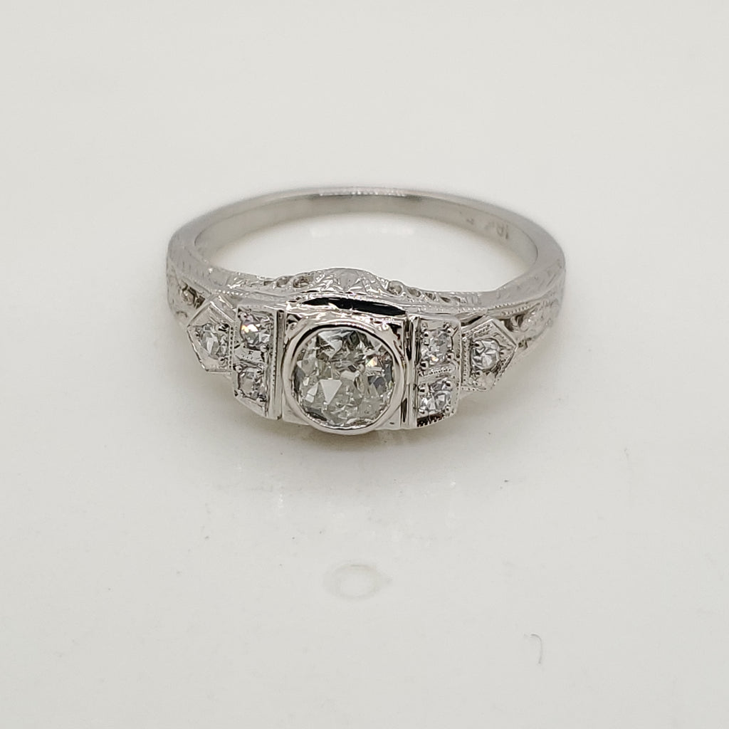 Art Deco 18Kt White Gold And Diamond Engagement Ring