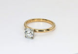 14K Yellow and White Gold 0.70ct Cushion Miner Cut Diamond Solitaire Ring