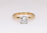 14K Yellow and White Gold 0.70ct Cushion Miner Cut Diamond Solitaire Ring