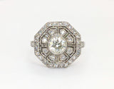 Platinum Lineage Collection European Cut Diamond Octagonal Halo Ring