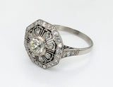 Platinum Lineage Collection European Cut Diamond Octagonal Halo Ring