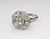 Platinum Lineage Collection Mine Cut Diamond Octagonal Halo Ring