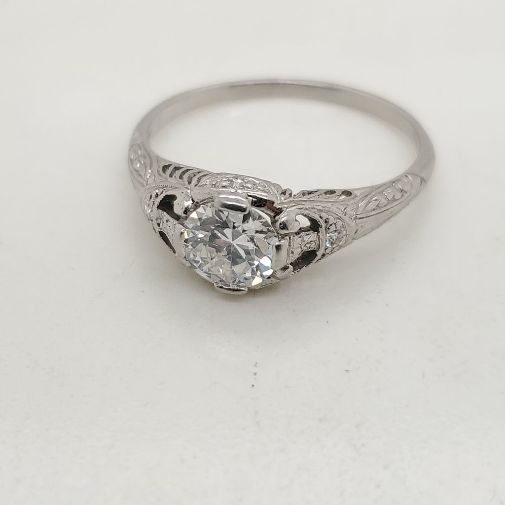 Vintage Tiffany Platinum .75 Carat European Cut Diamond Engagement Ring