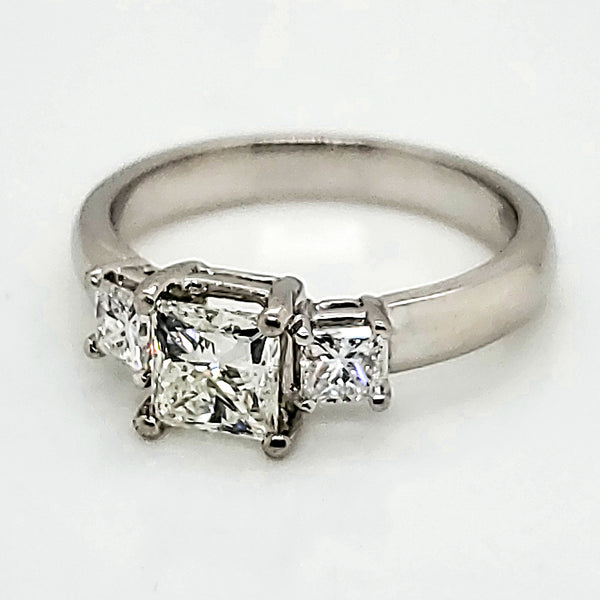 Platinum Three Princess Cut Diamond Engagement Ring