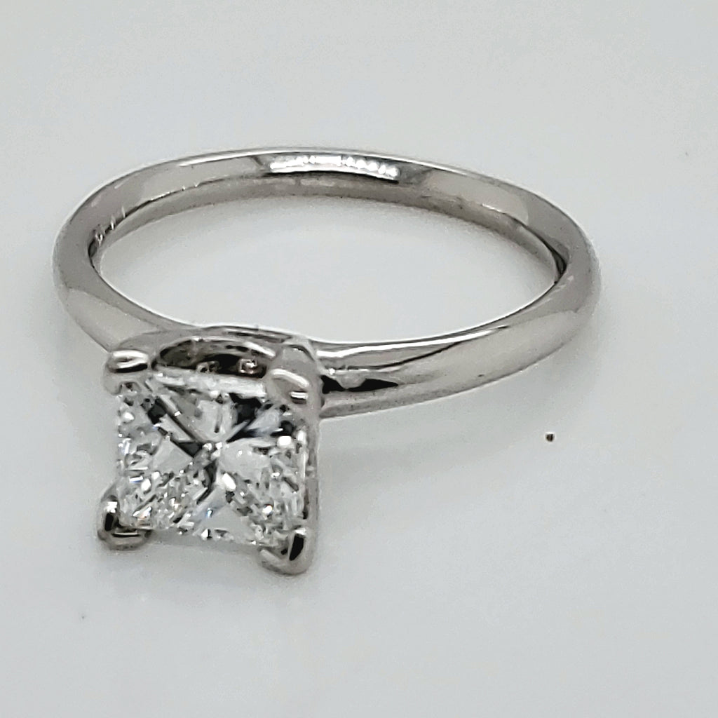 Platinum 1.11 Carat Princess Cut Diamond Solitaire Engagement Ring