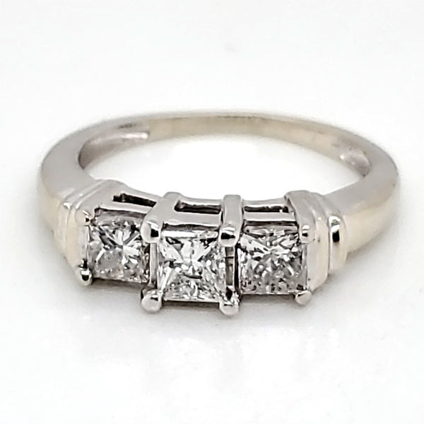 14kt White Gold three Princess Cut Diamond Engagement ring