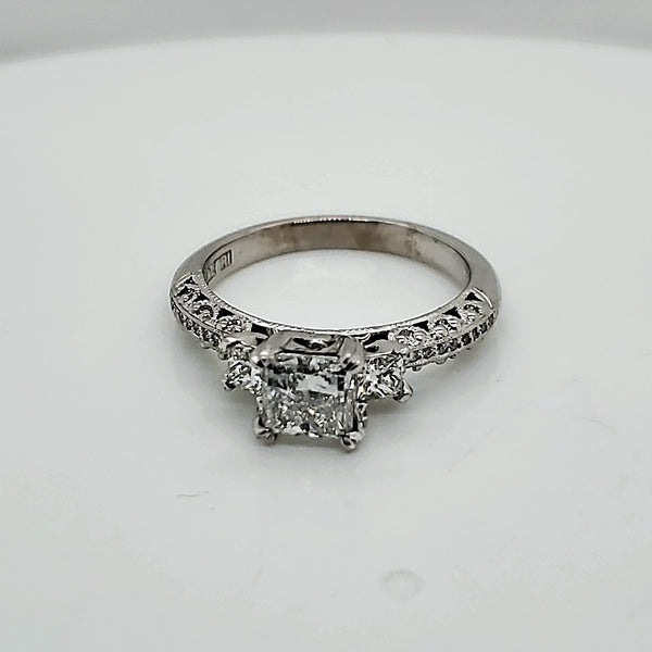 1.02 Carat Princess Cut Diamond Engagement Ring 18kt White Gold