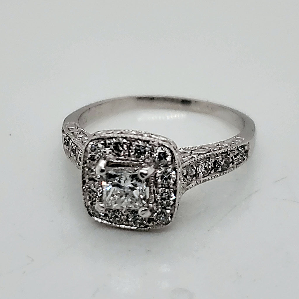 .40 Princess Cut And Round Diamond Engagement Ring