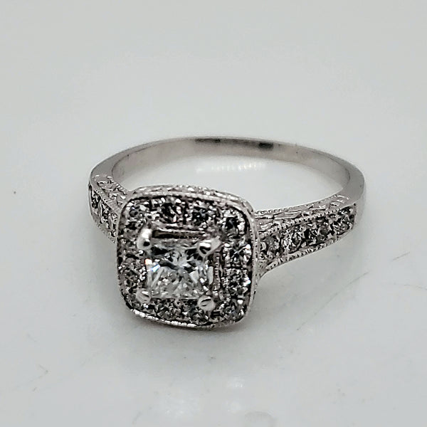 .40 Princess Cut And Round Diamond Engagement Ring