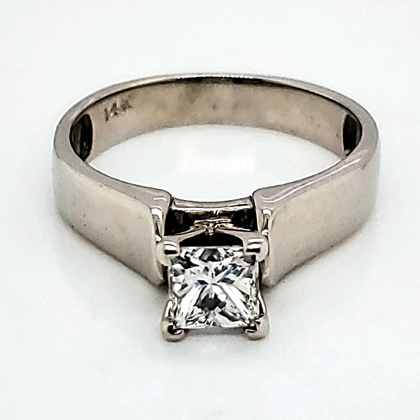 14Kt White Gold Princess Cut Diamond Engagement Ring