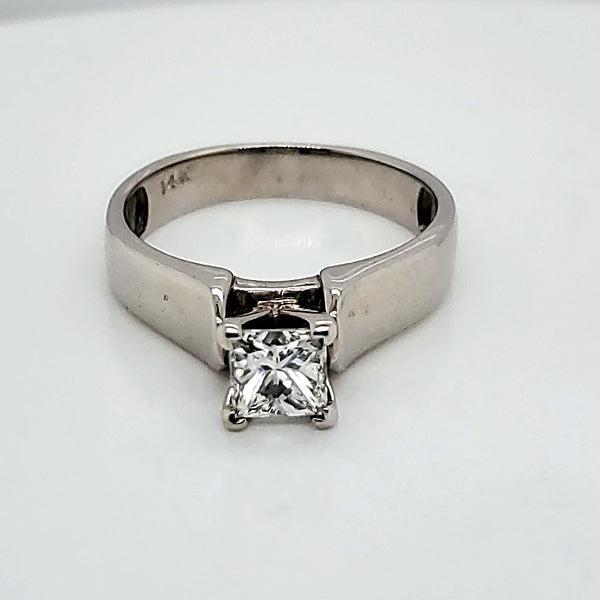 14Kt White Gold Princess Cut Diamond Engagement Ring