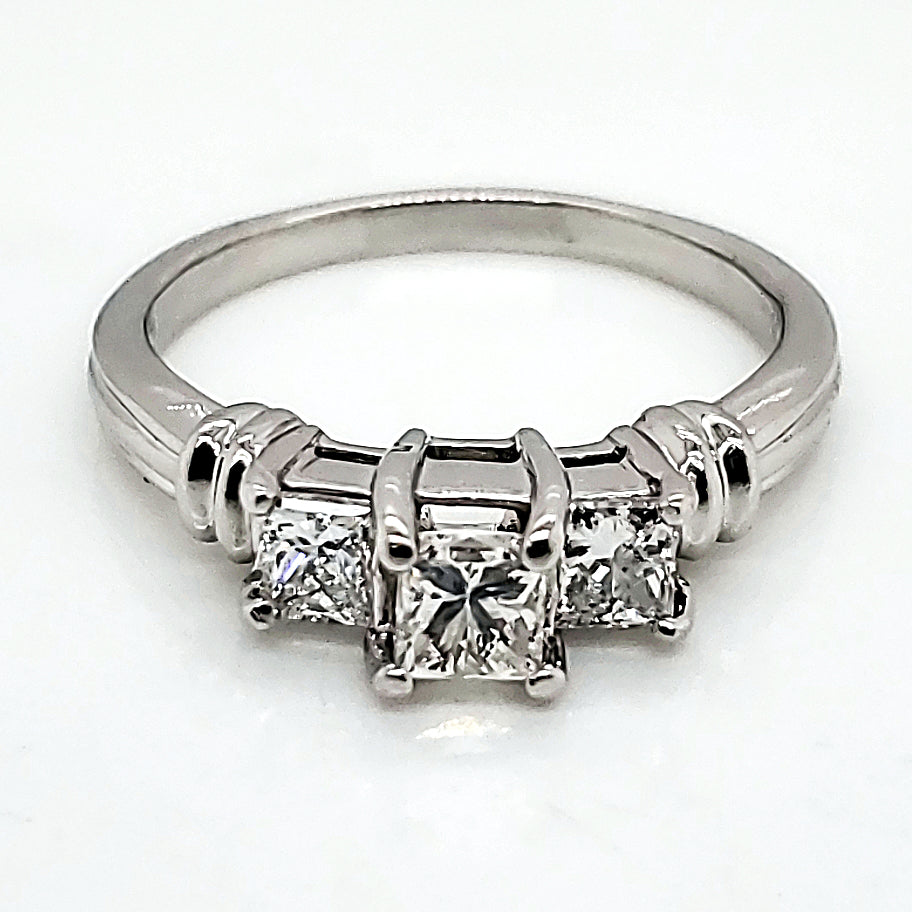 Platinum .83 carat total weight three princess cut diamond engagement ring