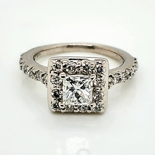 14kt White Gold .77 Carat Princess Cut Diamond Engagement Ring