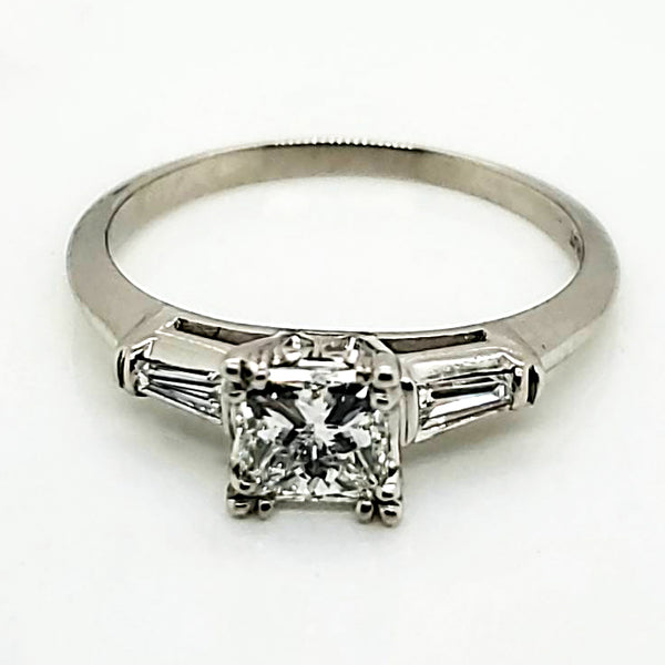 Platinum .76 Carat Princess Cut Diamond Engagement Ring