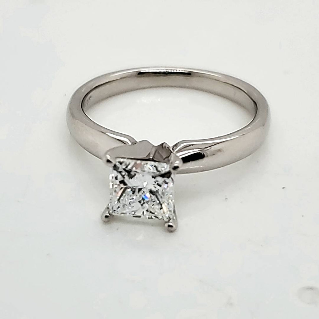 Platinum 1.00 Carat Princess Cut Diamond Engagement Ring