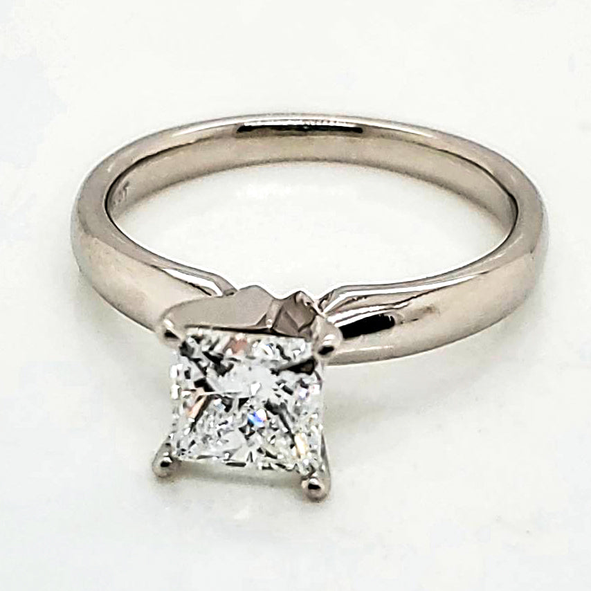 Platinum 1.00 Carat Princess Cut Diamond Engagement Ring