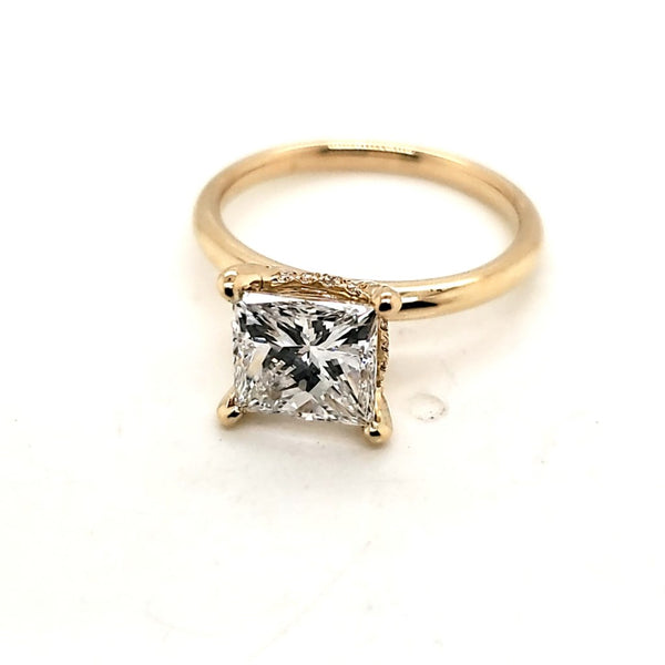 14kt Yellow Gold 2.02 Carat Princess Cut Diamond Engagement Ring