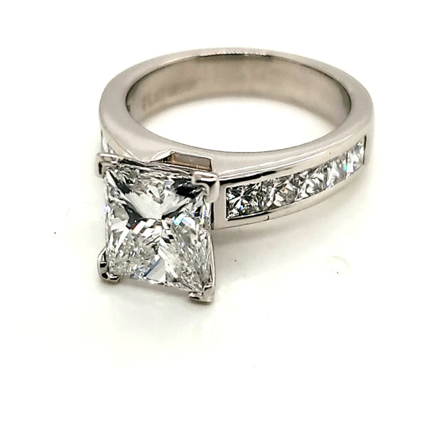 Platinum 3.01 Carat Princess Cut Diamond Engagement Ring