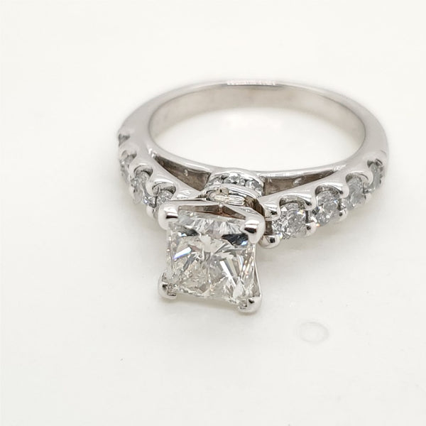 14kt White Gold 1.62 Carat Princess Cut Diamond Engagement Ring