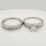14Kt White Gold Princess Cut Diamond Wedding Set