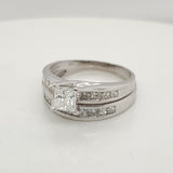 14Kt White Gold Princess Cut Diamond Wedding Set