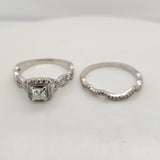14kt White gold Princess Cut Diamond Wedding Set