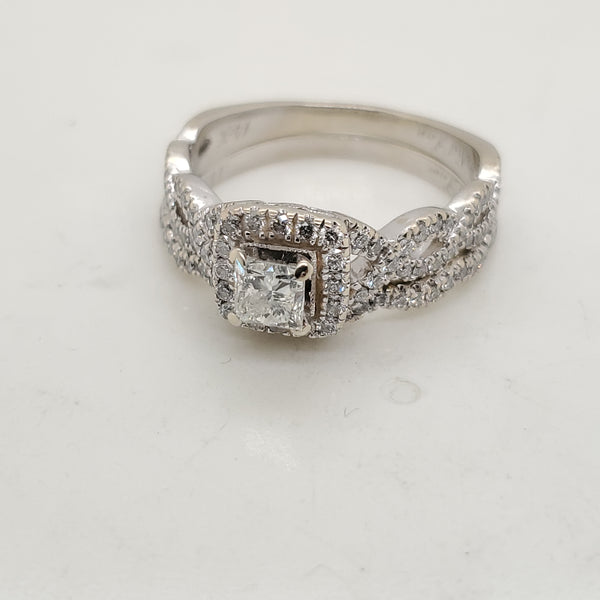 14kt White gold Princess Cut Diamond Wedding Set