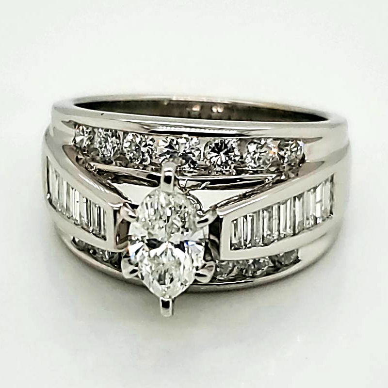 14kt White Gold .50 Carat Marquise Cut Diamond Engagement Ring