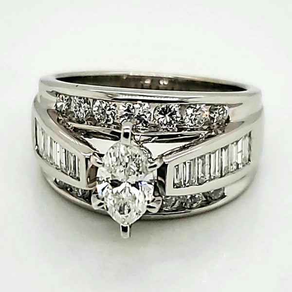 14kt White Gold .50 Carat Marquise Cut Diamond Engagement Ring